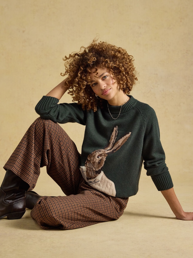 Hare Cotton Blend Crew Neck Knitted Jumper - Bild 2 av 6