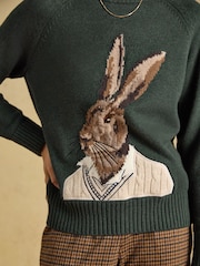 Hare Cotton Blend Crew Neck Knitted Jumper - Bild 4 av 6