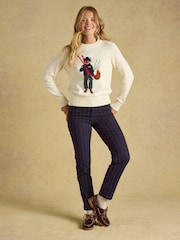 Joules Jonty Fox Skiing Cream Cotton Blend Crew Neck Knitted Jumper - Image 4 of 7