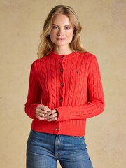 Қызыл - Joules кабельді тоқылған түймелі кардиган - 9суретінің 1 суреті