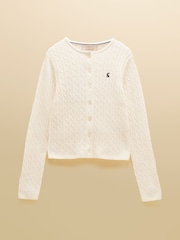 Joules Cream Cotton Fine Cable Knit Cardigan - Image 10 of 13