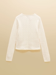 Joules Cream Cotton Fine Cable Knit Cardigan - Image 11 of 13
