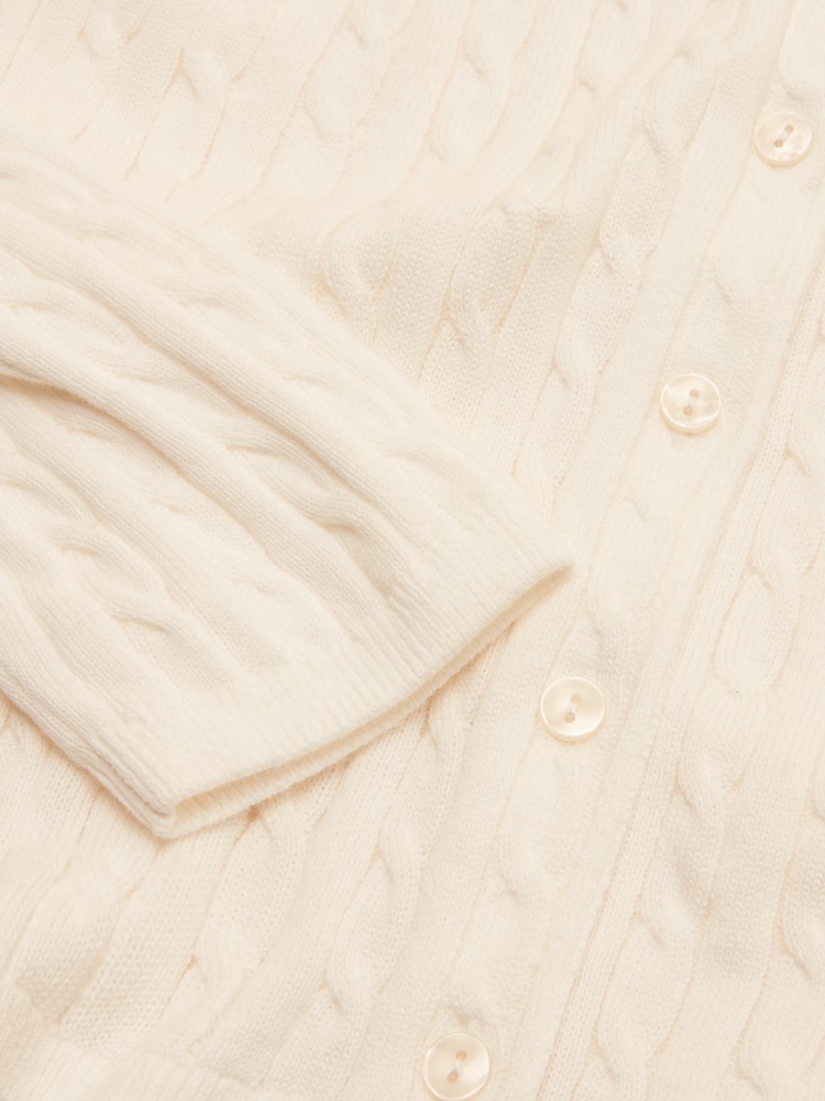 Joules Cream Cotton Fine Cable Knit Cardigan - Image 11 of 11