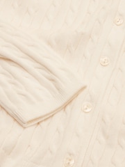 Joules Cream Cotton Fine Cable Knit Cardigan - Image 13 of 13