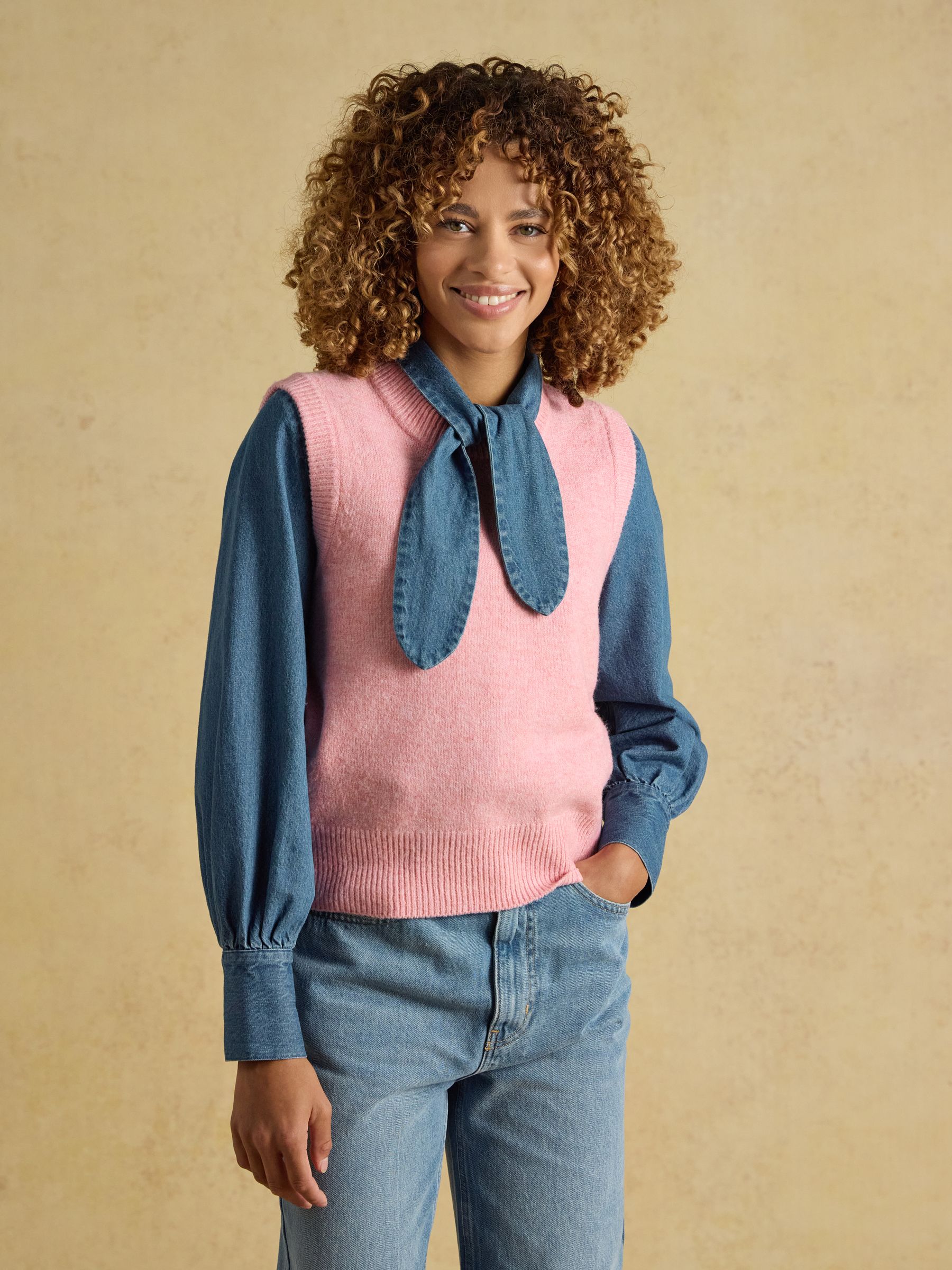 Joules Holly Knitted Vest, Pink, Size S, Women - Image 2