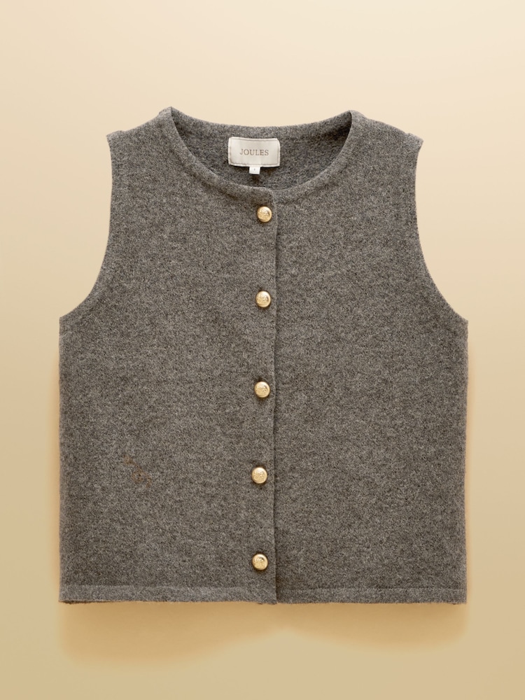 Braun - Joules Holly Strickweste mit Knopfleiste - Bild 7 von 7