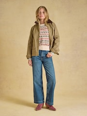Orchard Pattern Oatmeal Cotton Blend Crew Neck Knitted Vest - Image 5 of 7
