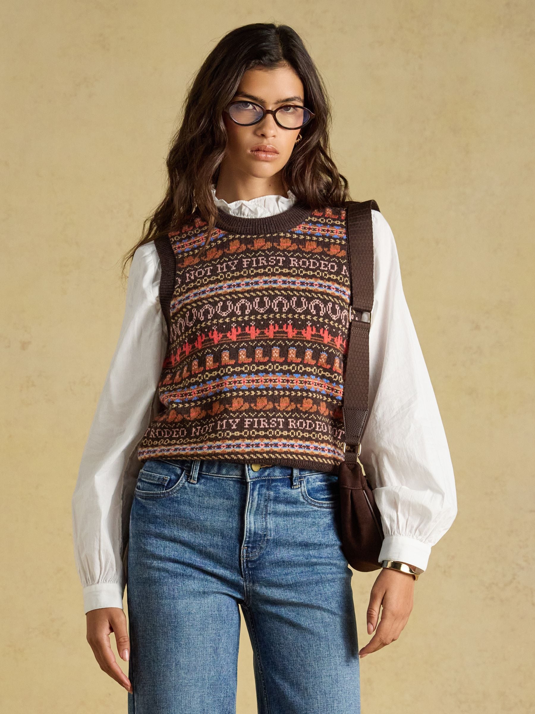 Joules Rodeo Cotton Blend Crew Neck Knitted Vest - Image 1