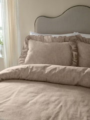 Wylder Mole Margot Striped Ruffled 100 Cotton Duvet Cover and Pillowcase Set - Image 1 of 3