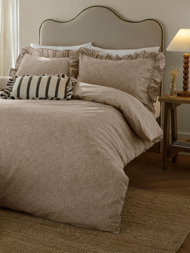 Wylder Mole Margot Striped Ruffled 100 Cotton Duvet Cover and Pillowcase Set - Image 3 of 3 Wylder Mole Margot Striped Ruffled 100 Cotton Duvet Cover and Pillowcase Set - Image 3 of 3