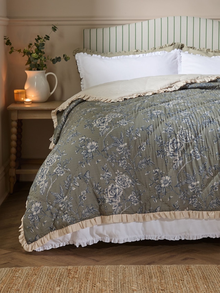 Wylder Moss Hermione Floral Quilted Ruffle Bedspread - Image 1 of 6