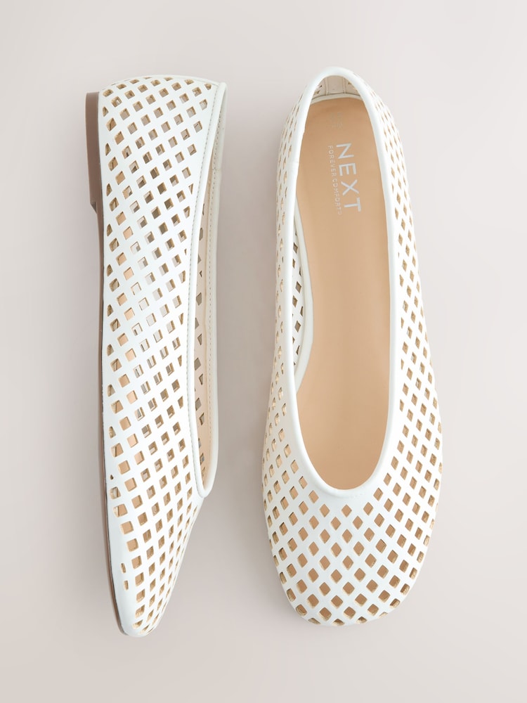 White Forever Comfort® Lasercut Ballet Flats - Image 1 of 8