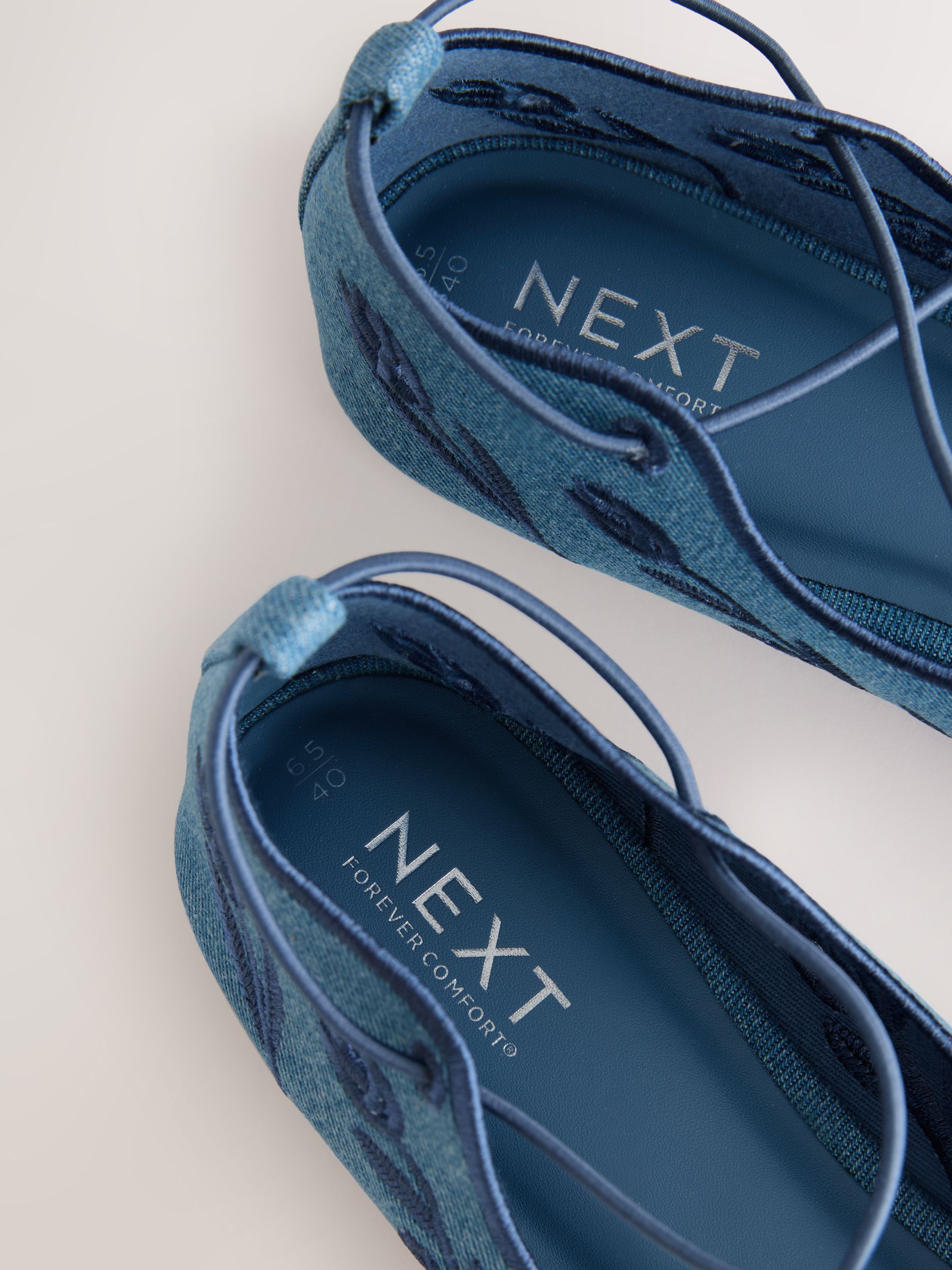 Buy Blue Forever Comfort® Broderie Elastic Ghillie Flat Shoes from