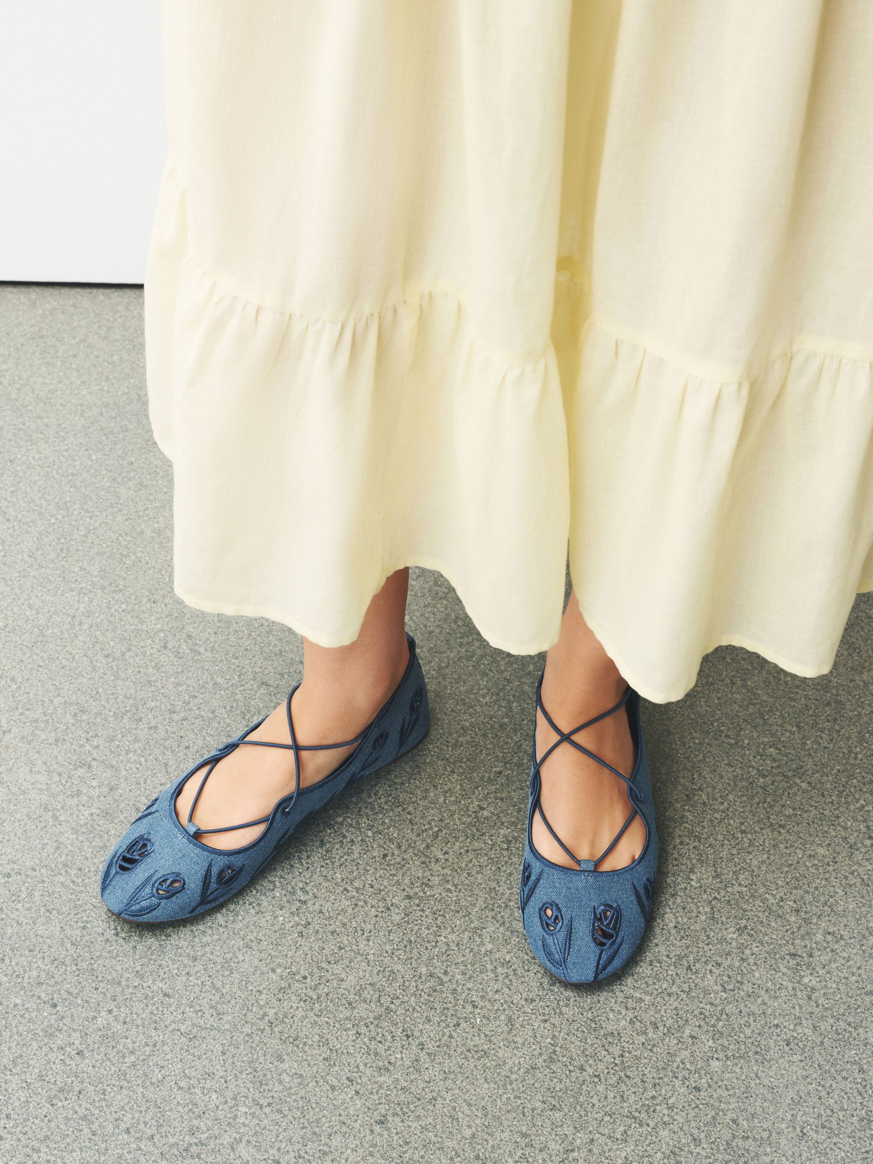Buy Blue Forever Comfort® Broderie Elastic Ghillie Flat Shoes from