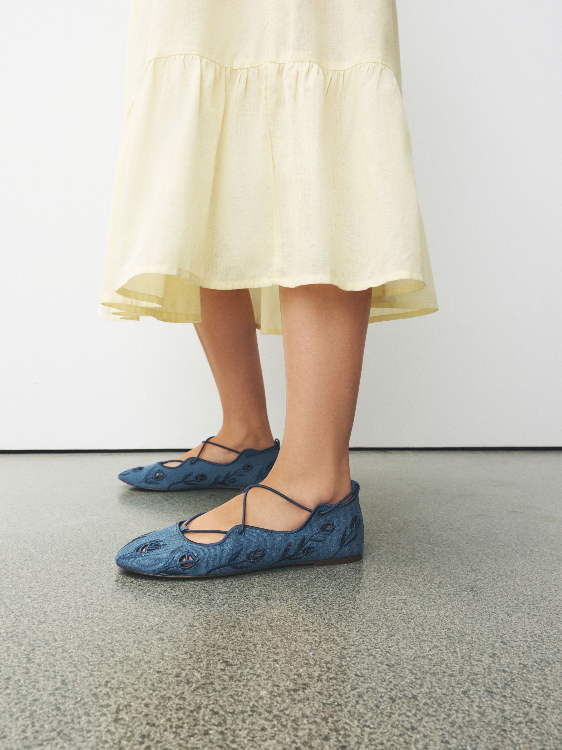 Buy Blue Forever Comfort® Broderie Elastic Ghillie Flat Shoes from