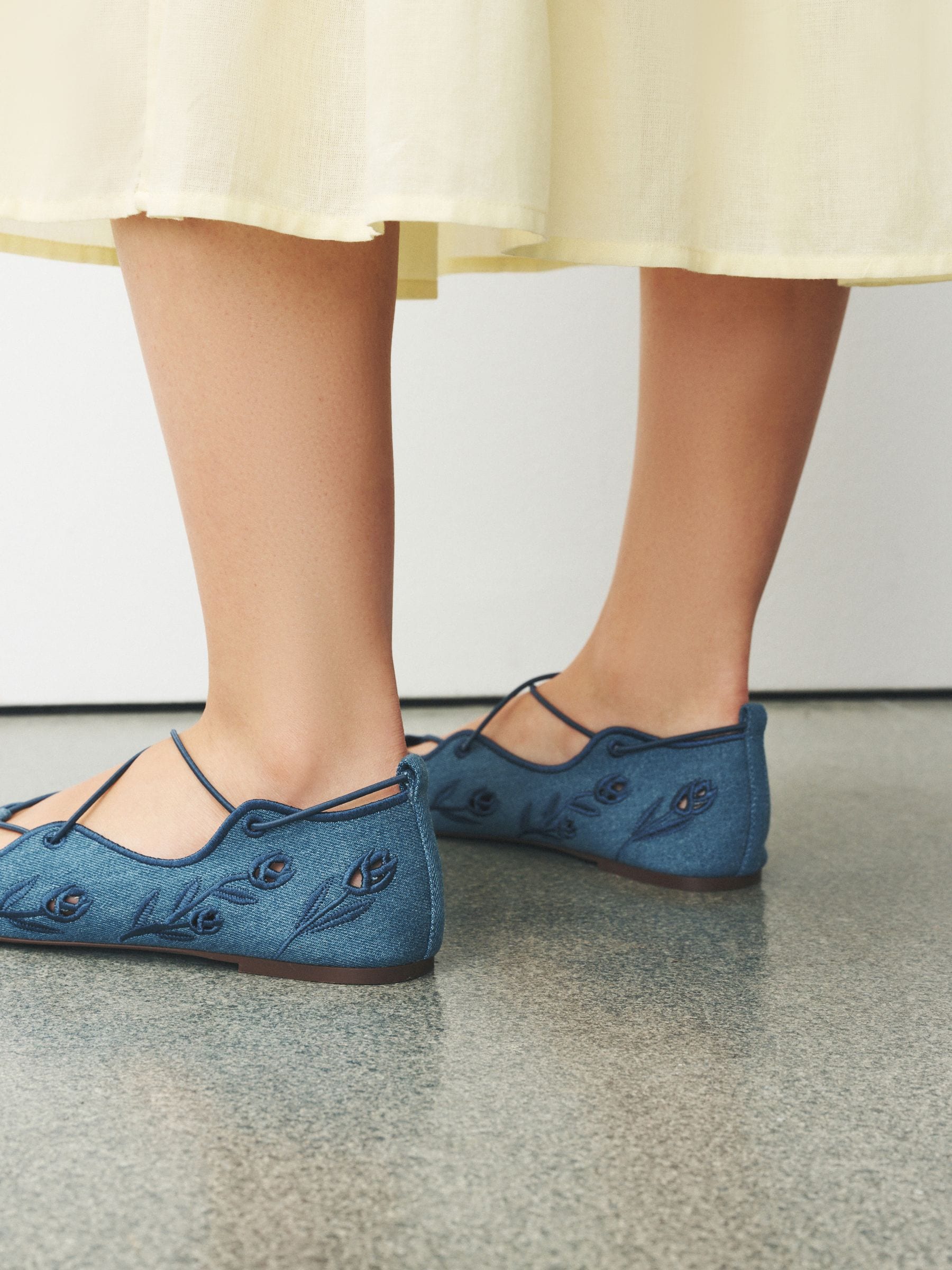 Buy Blue Forever Comfort® Broderie Elastic Ghillie Flat Shoes from