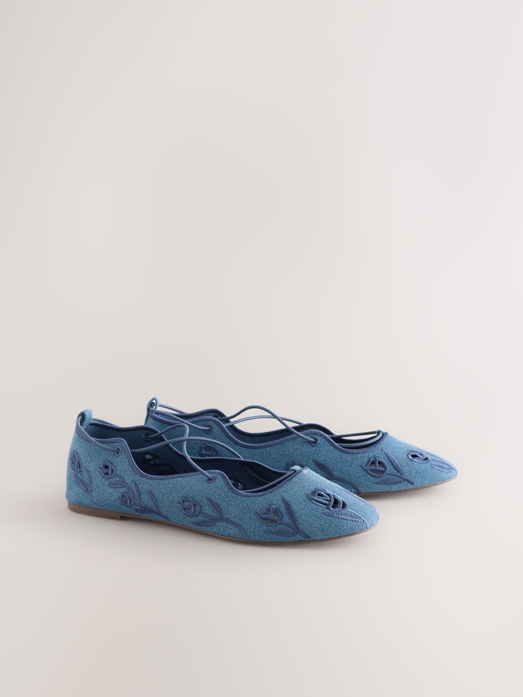 Buy Blue Forever Comfort® Broderie Elastic Ghillie Flat Shoes from