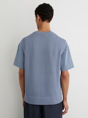 Reiss Powder Blue Coben Monogram Embroidered Relaxed Knit Vest - Image 5 of 7