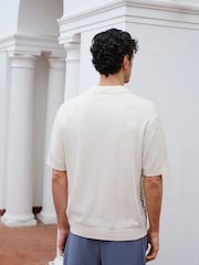 Ecru White Relaxed Fit Scenic Print Knitted Shirt - Image 4 of 8