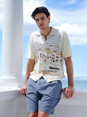 Ecru White Relaxed Fit Scenic Print Knitted Shirt - Image 5 of 8