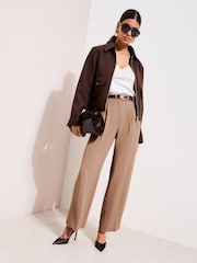 Friends Like These Neutral Premium Elastic Back Tailored Wide Leg Trousers - Image 1 of 4