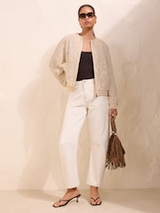 Friends Like These Cream Embroidered Cornelli Bomber Jacket - Image 3 of 5
