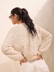 Friends Like These Cream Embroidered Cornelli Bomber Jacket - Image 4 of 5