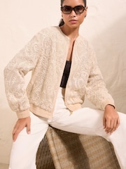 Friends Like These Cream Embroidered Cornelli Bomber Jacket - Image 5 of 5