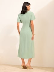 Friends Like These Pistachio Green Assymetric Hardwear Tailored Midi Dress - Image 5 of 5