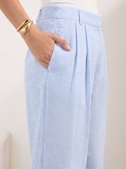 Friends Like These Blue Linen Look Wide Leg Trousers - Image 2 of 5