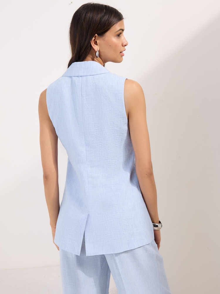 Friends Like These Linen Look Longline Sleeveless Blazer - صورة 4 من 4