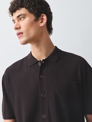 Brown Relaxed Fit Ultrasoft Smart Knitted Shirt - Image 5 of 5