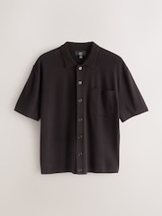 Brown Relaxed Fit Ultrasoft Smart Knitted Shirt - Image 6 of 8