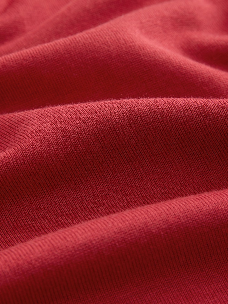 Red Slim Fit N. Premium Tipped Short Sleeve Quarter Zip Knit Polo Shirt - Image 7 of 7