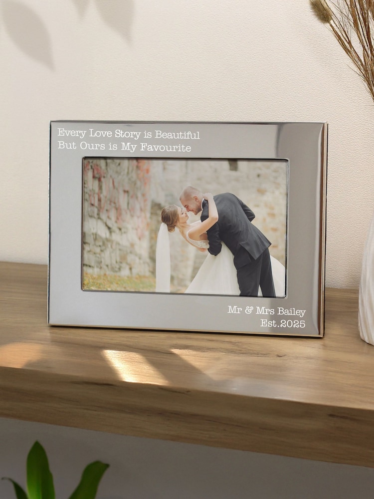 Personalised 5 x 7 Landscape Silver Photo Frame by PMC - Image 1 of 3
