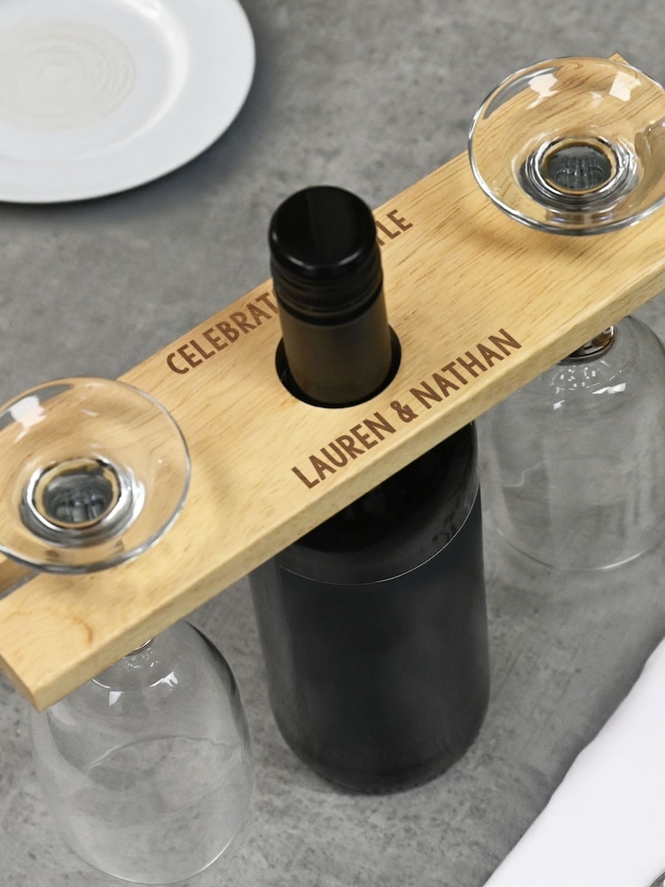 Personalised Wine Glass & Bottle Holder by PMC - Image 2 of 4