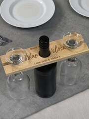 Personalised 'Wine O'clock' Glass & Bottle Holder by PMC - Image 1 of 4
