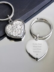 Personalised Diamante Heart Keyring by PMC - Image 1 of 4
