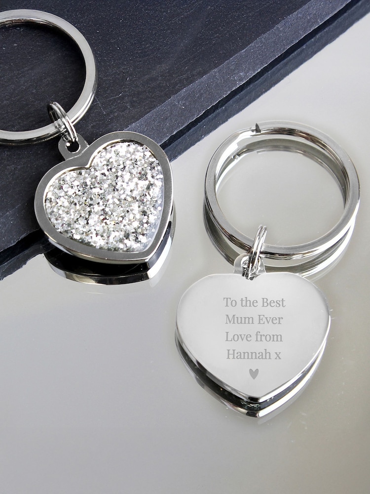 Personalised Diamante Heart Keyring by PMC - Image 1 of 4