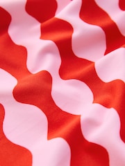 Eleanor Bowmer Red and Pink Frill Shoulder Wave Print Swimsuit - Image 3 of 5