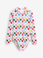 Eleanor Bowmer Multicoloured Zip Through Checkerboard Swimsuit - Image 1 of 5