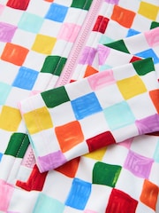 Eleanor Bowmer Multicoloured Zip Through Checkerboard Swimsuit - Image 4 of 5