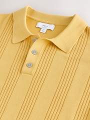 Yellow Regular Fit Cotton Rich Pointelle Knit Polo Shirt - Image 7 of 8