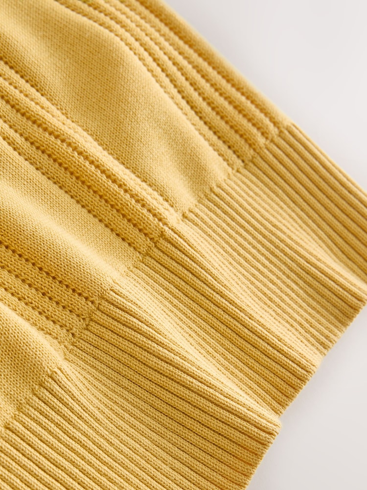 Yellow Regular Fit Cotton Rich Pointelle Knit Polo Shirt - Image 8 of 8 Yellow Regular Fit Cotton Rich Pointelle Knit Polo Shirt - Image 8 of 8