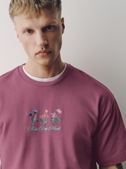 Floral rose - Coupe ample - T-shirt épais à imprimé graphique - Image 5 de 8