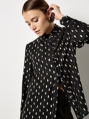 Apricot Black Gold Foil Ruffle Detail Top - Image 4 of 4