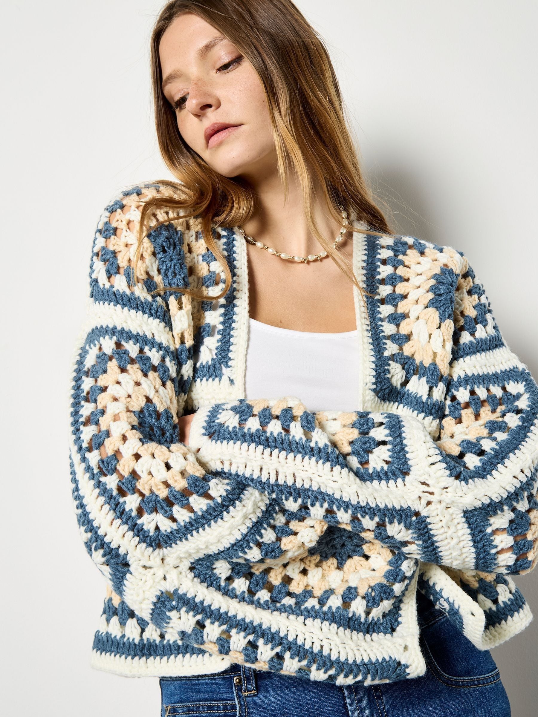 Buy Apricot Cream Crochet Handknitted Cardigan from the Next UK