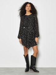 Apricot Black Foil Star Print Mini Dress - Image 1 of 4