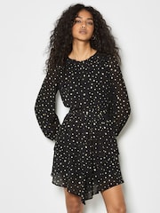Apricot Black Foil Star Print Mini Dress - Image 2 of 4