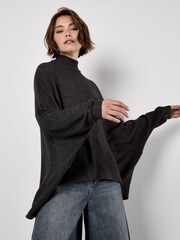 Apricot Grey Soft Touch Mock Neck Oversized Top - Image 3 of 4